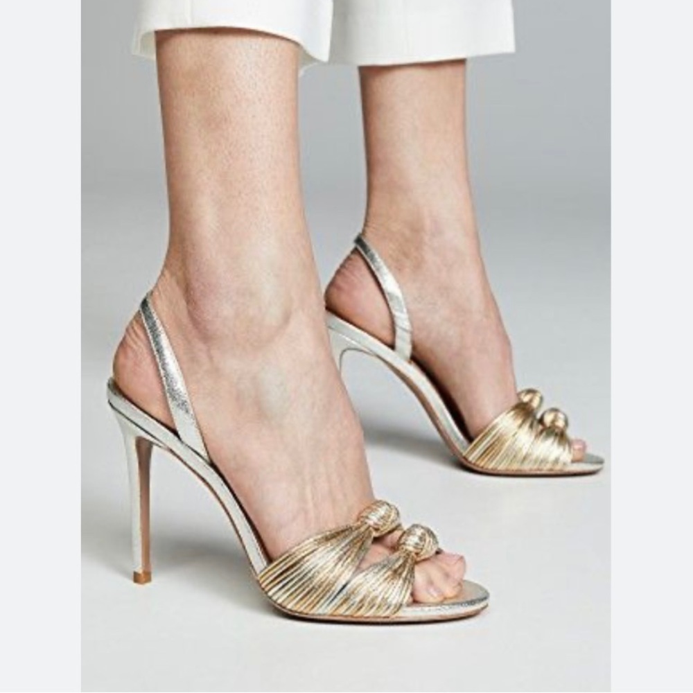 Veronica Beard leather metallic knot sandals